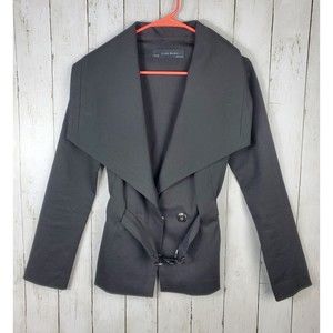Zara Basic Collection Womens Long Sleeve Fold Over Collar Blazer Sz Small Black